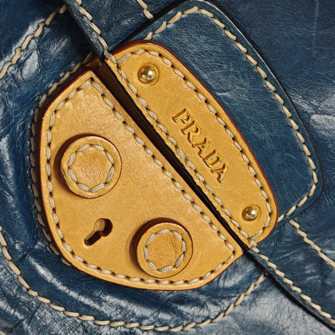 Calfskin Shoulder Bag Blue