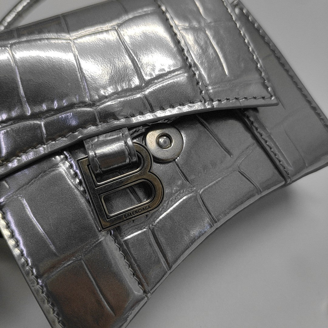 Hourglass Mini Calfskin Silver