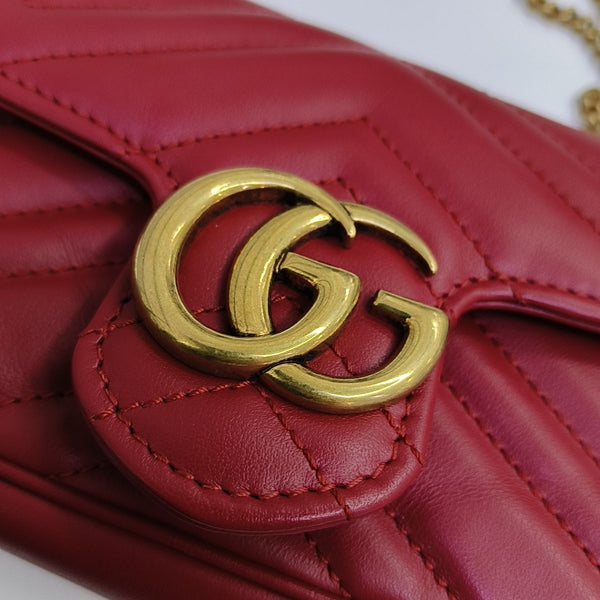 GG Marmont Mini Quilted Calfskin Red