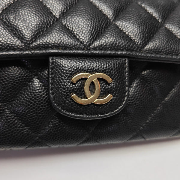 Quilted Grained Calfskin Shoulder Bag Black