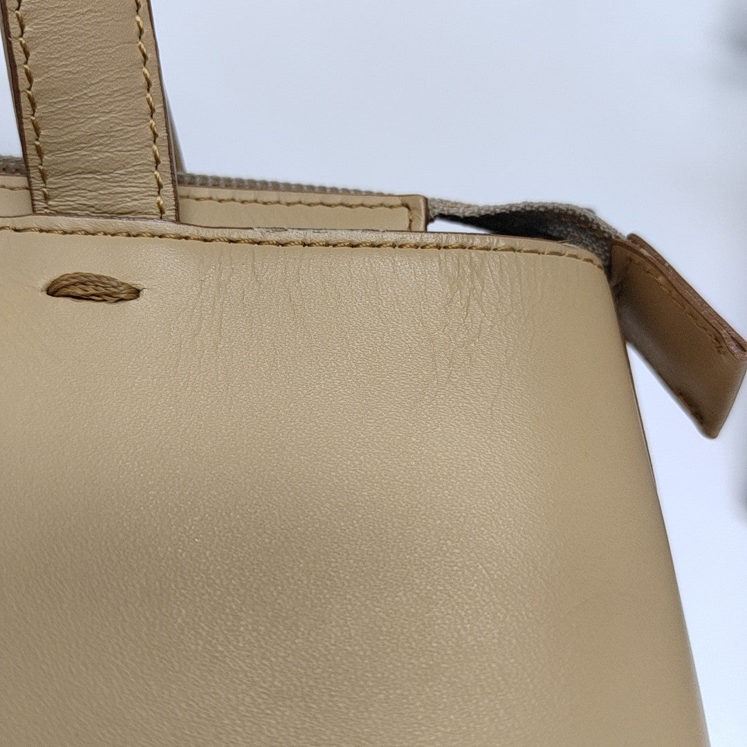 Leather Tote Bag Beige