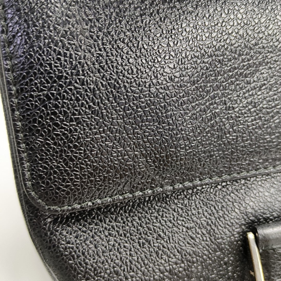 BVLGARI LOGO Calfskin Black