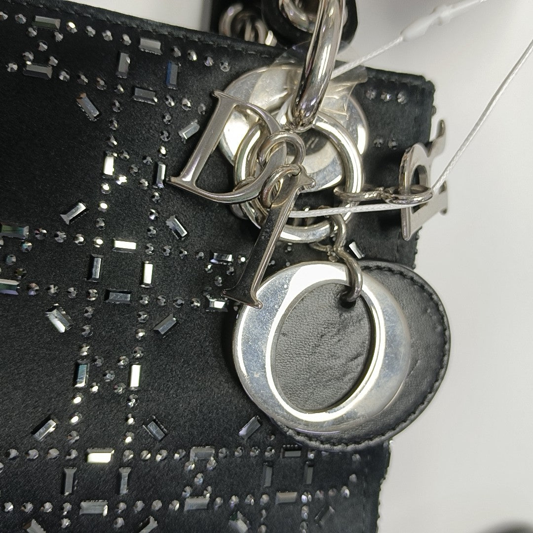 Lady Dior Mini Cannage Silk Satin Black