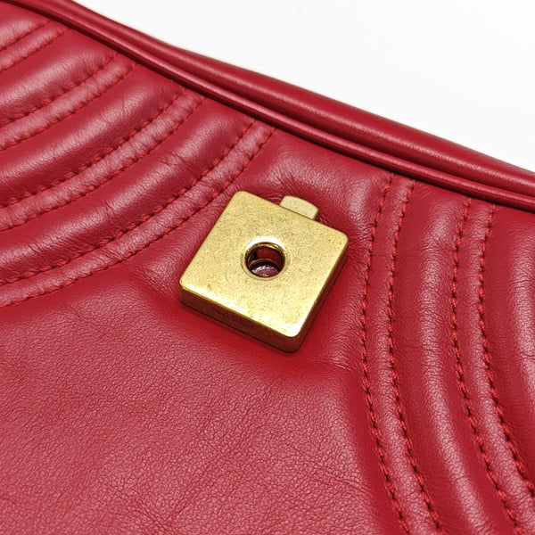 GG Marmont Small Quilted Calfskin Red