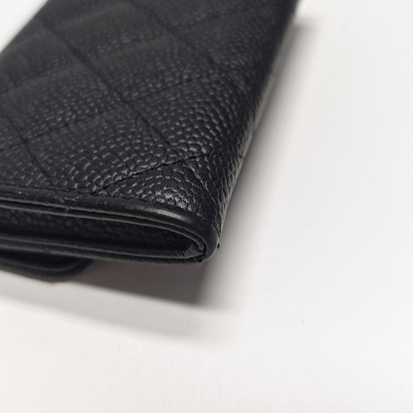 CLASSIC FLAP Quilted Grained Calfskin Black Wallet