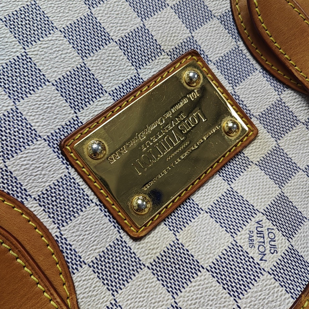HAMPSTEAD MM Damier Azur Coated Canvas White