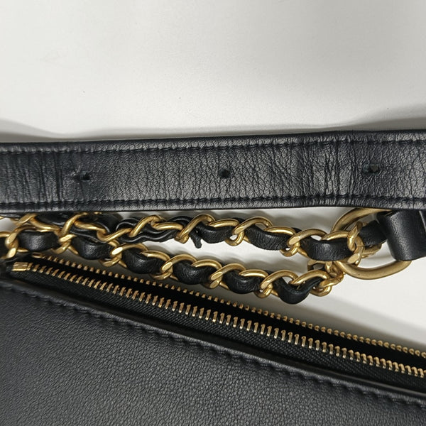 Quilted Leather Belt Bag Black