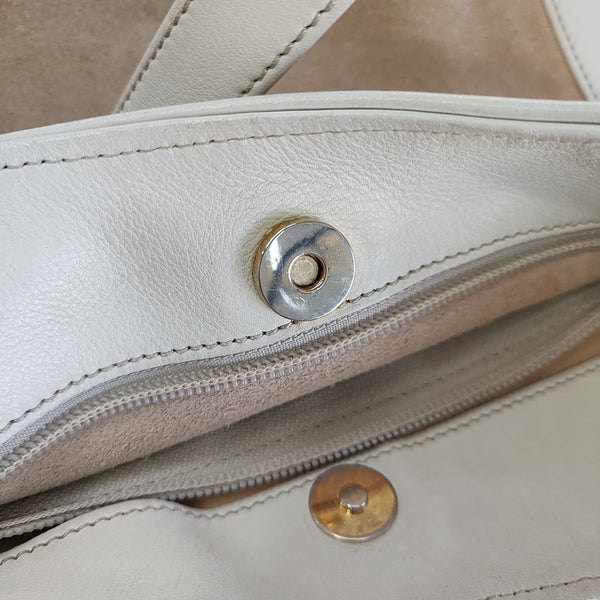 Suede Top Handle Bag Beige