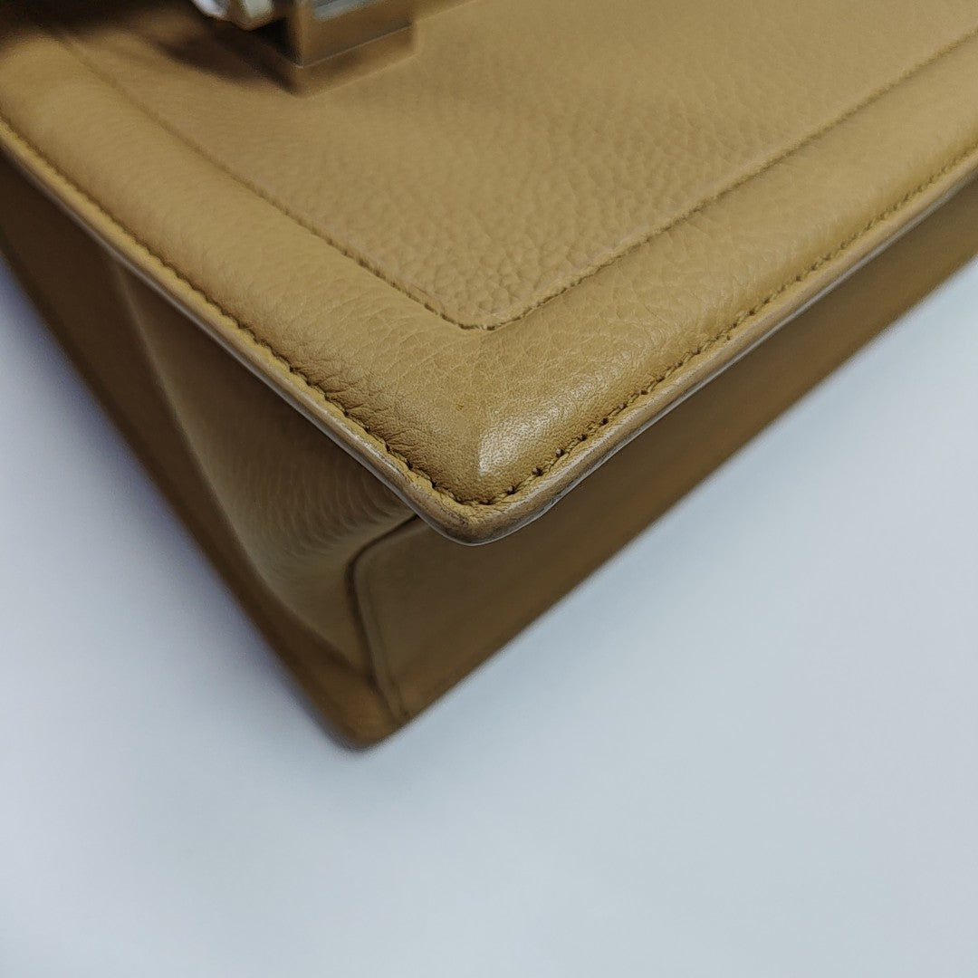 Calfskin Top Handle Bag Beige