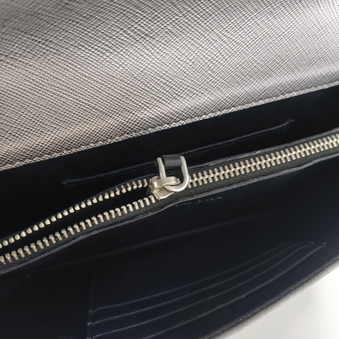 Saffiano Calfskin Shoulder Bag Silver