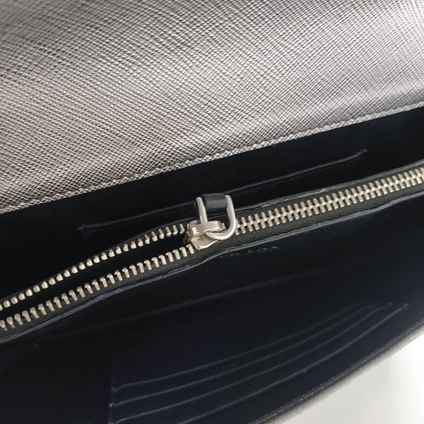Saffiano Calfskin Shoulder Bag Silver