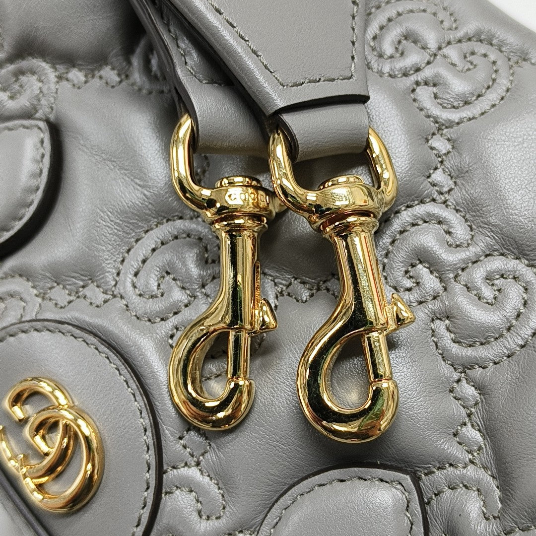 GG Matelassé Mini Monogram Calfskin Gray