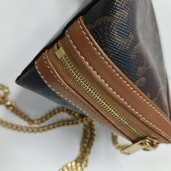 Authenticated pre-owned  TRIOMPHE CANVAS Mini Coated Canvas Brown - Shoulder Bag at Looply