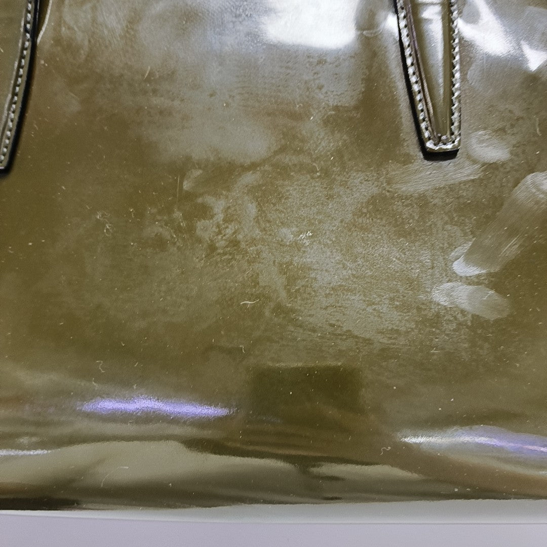 Patent Leather Top Handle Bag Green