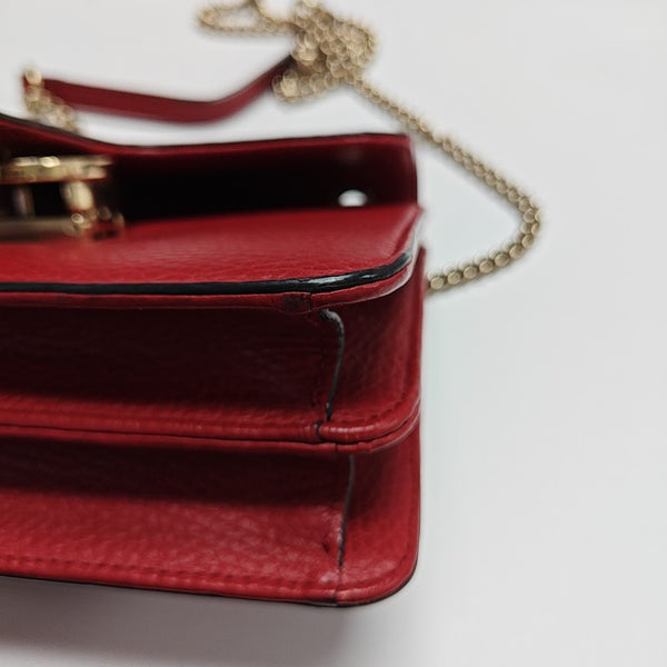 Interlocking G Small Calfskin Red