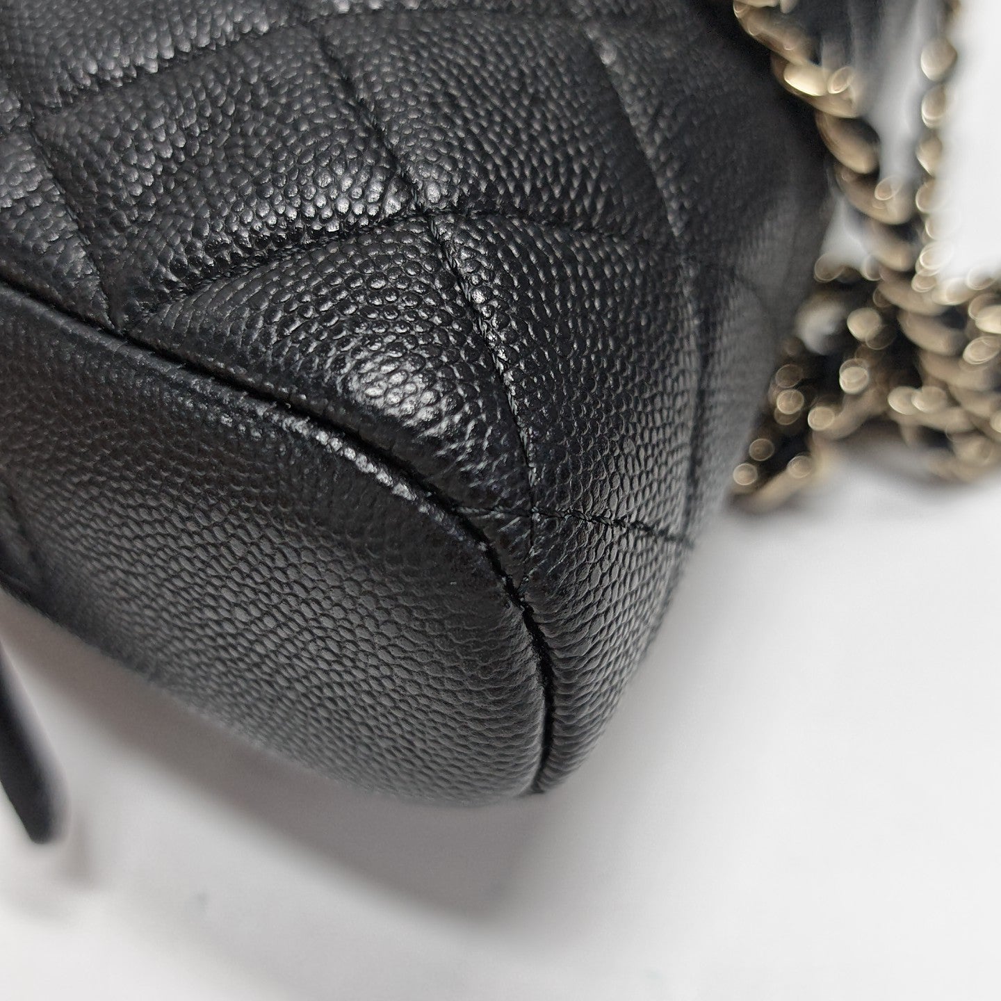 Quilted Grained Calfskin Shoulder Bag Black