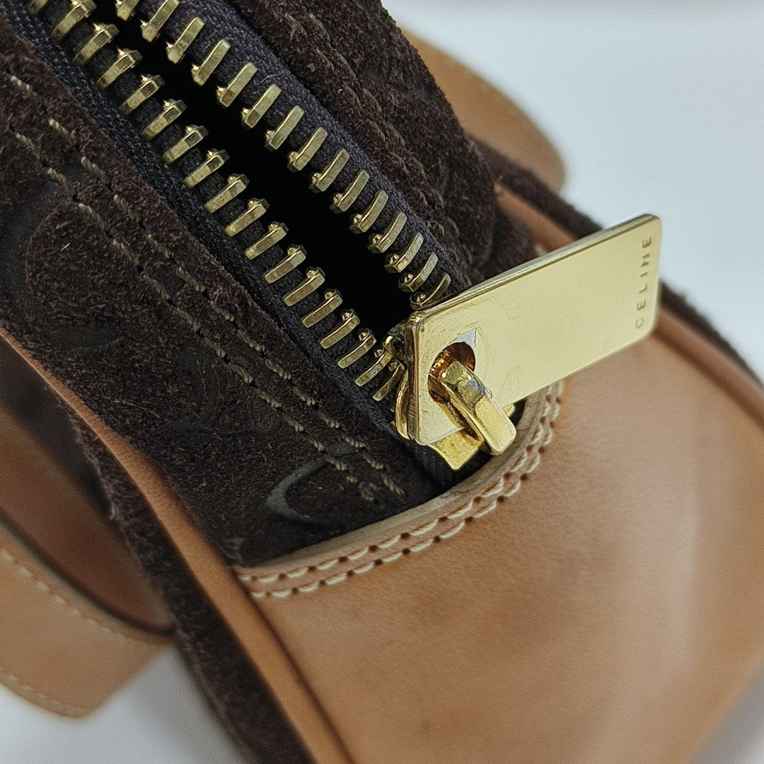 Suede Top Handle Bag Brown