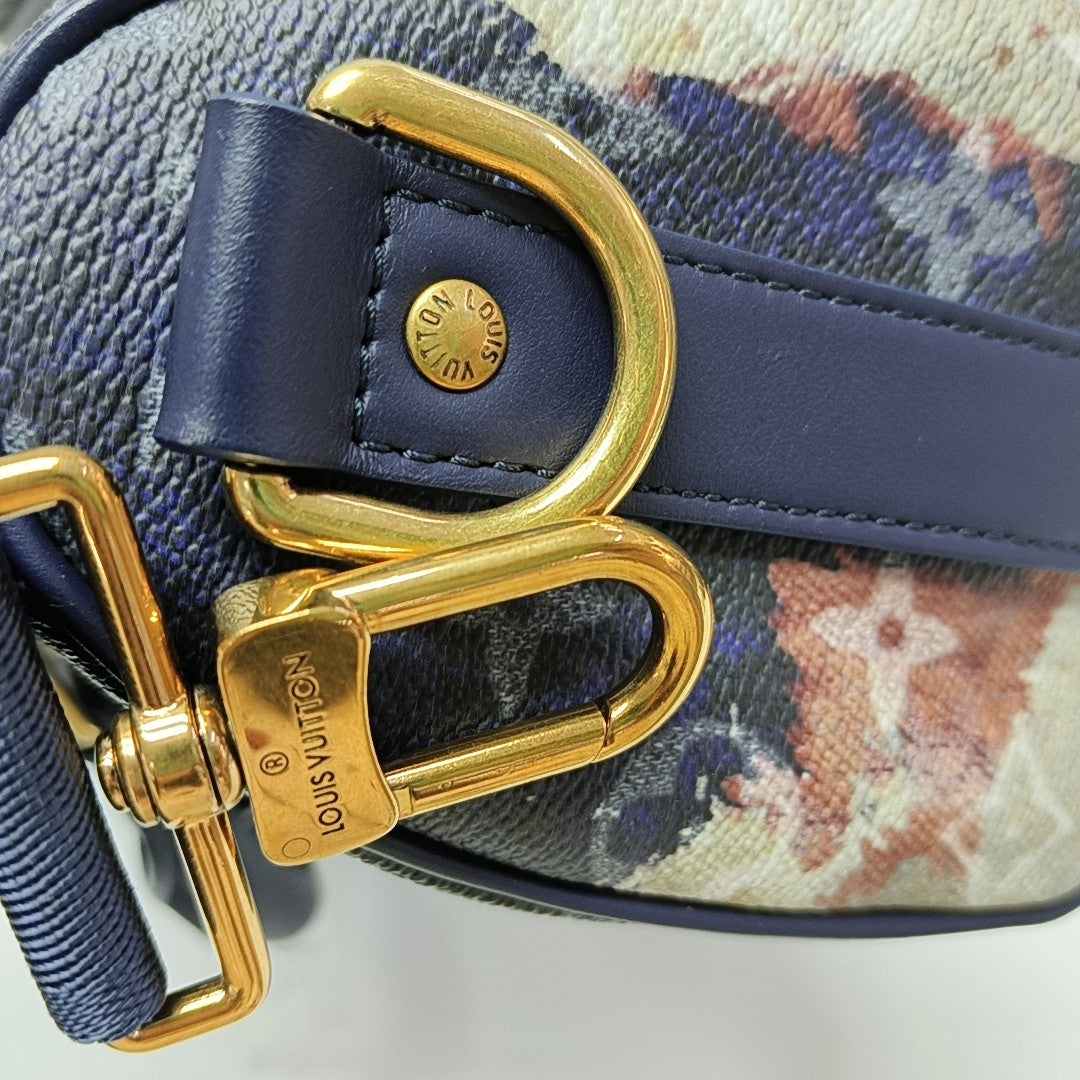 KEEPALL Monogram Coated Canvas Blue