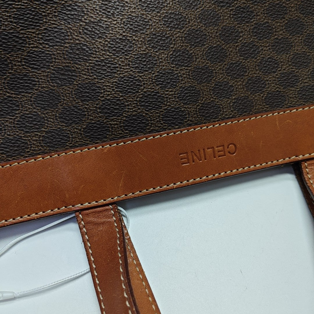 Coated Canvas Top Handle Bag Brown