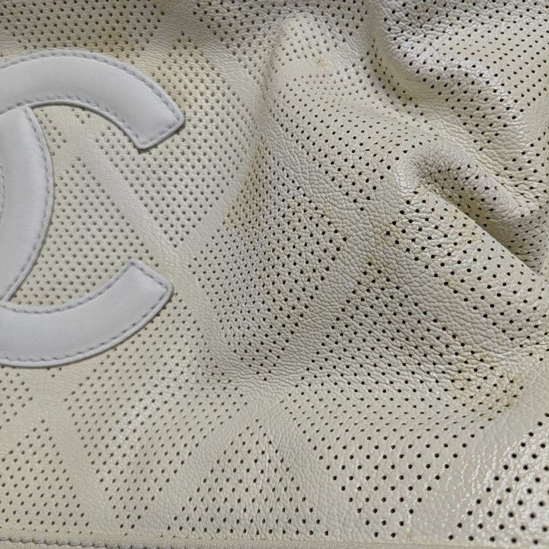 Quilted Lambskin Tote Bag White
