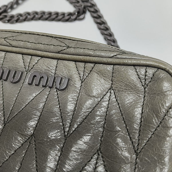 Quilted Lambskin Crossbody Bag Gray