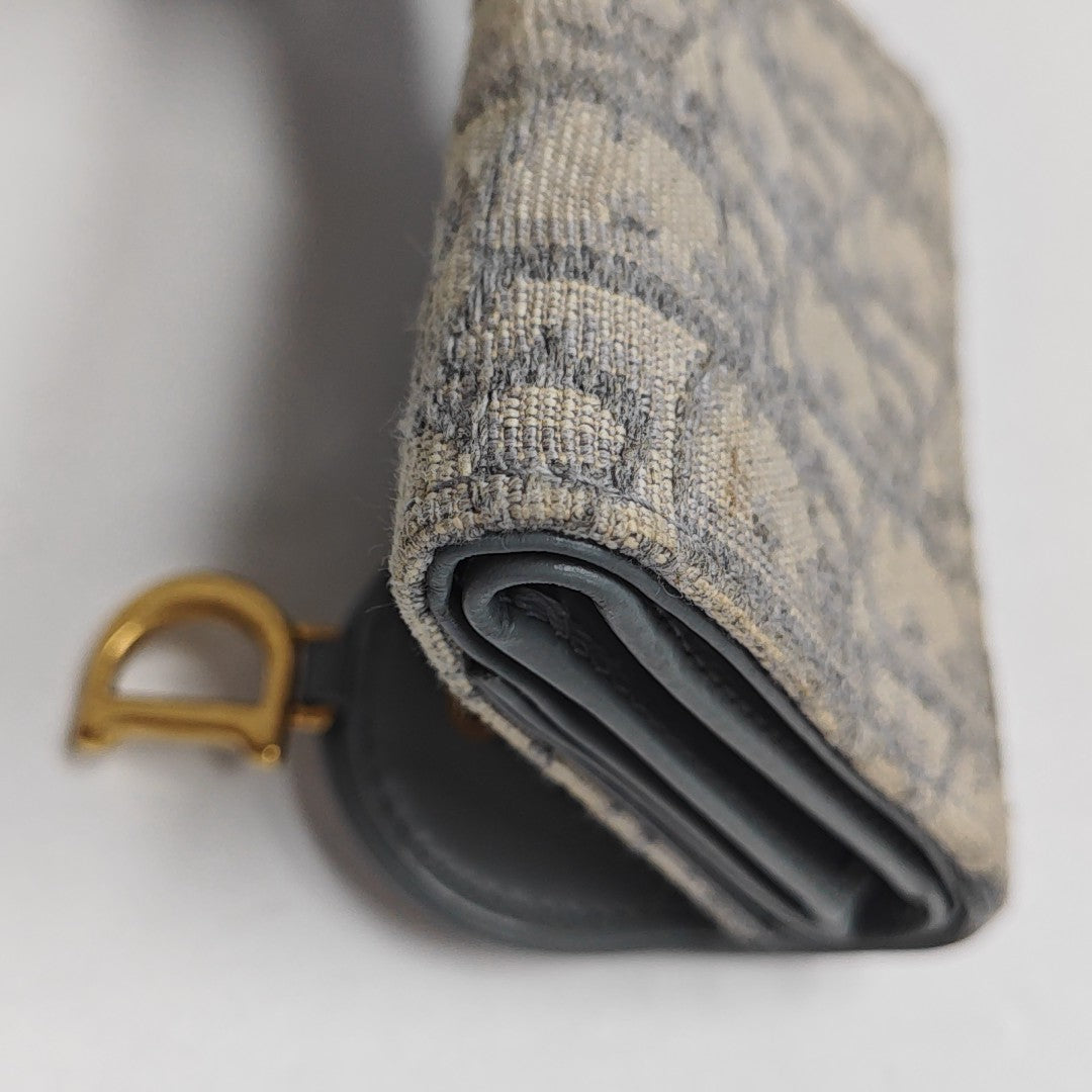 Saddle Mini Oblique Canvas Beige Card Holder