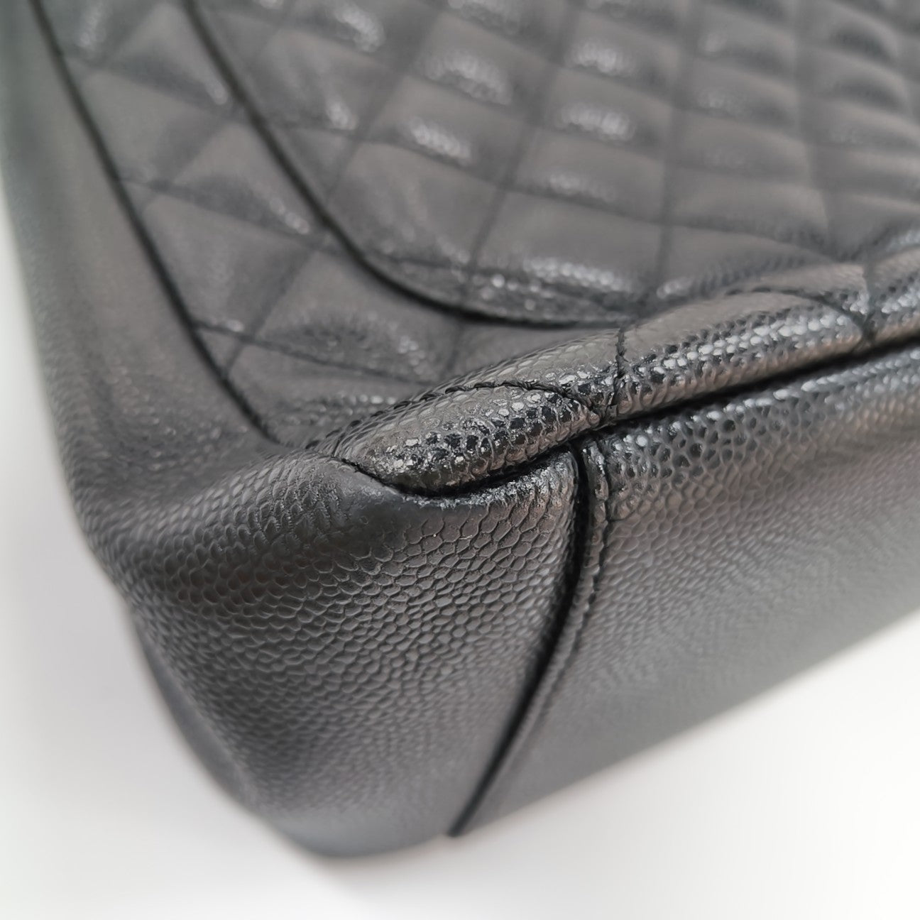 CHANEL GST Large Quilted Grained Calfskin Black
