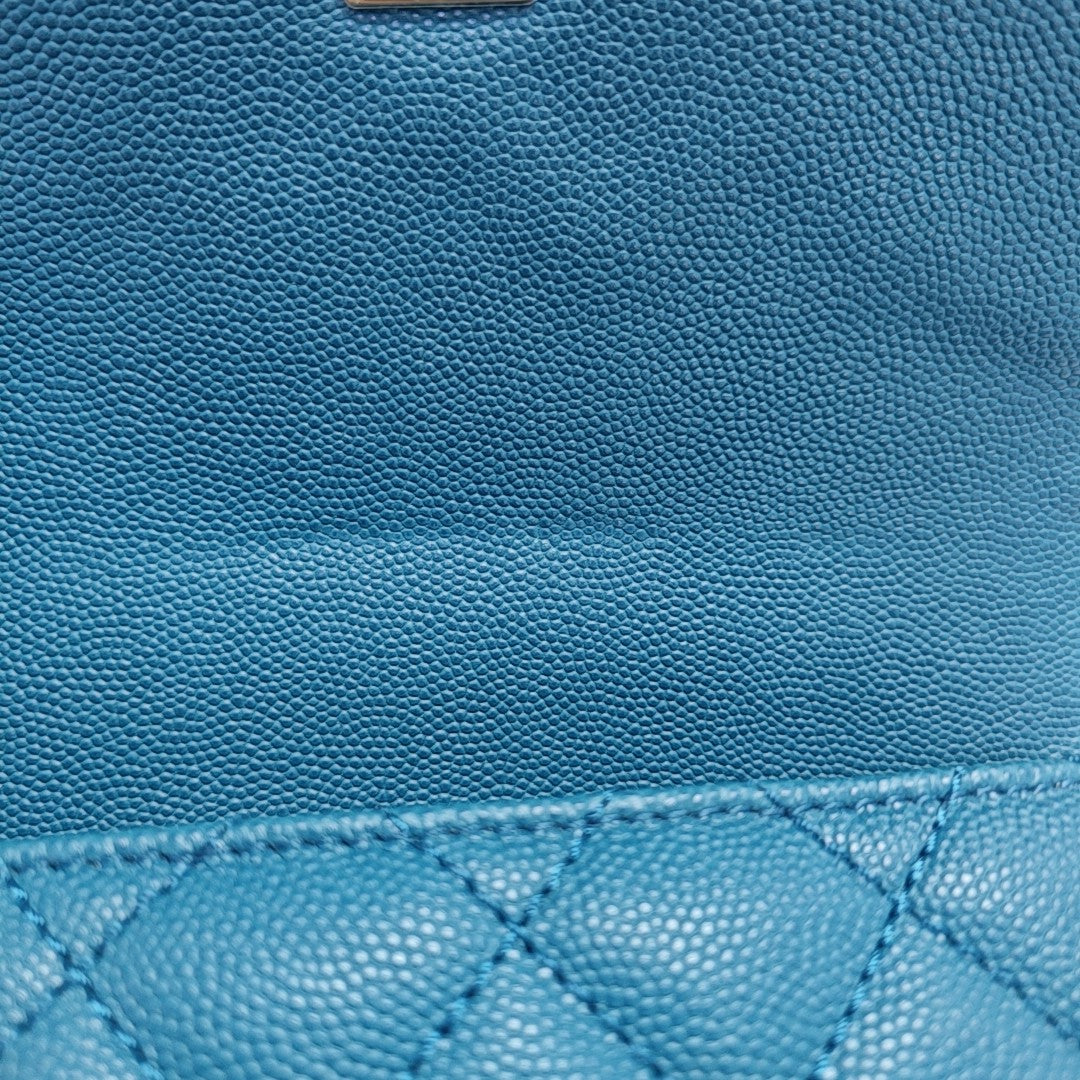 COCO HANDLE Mini Quilted Grained Calfskin Blue