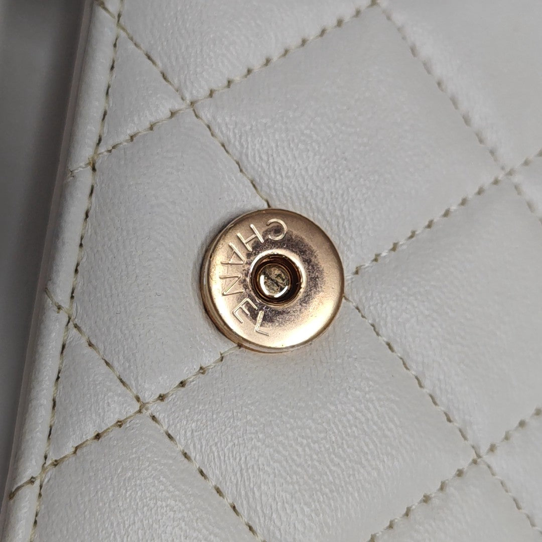 Quilted Lambskin Shoulder Bag White