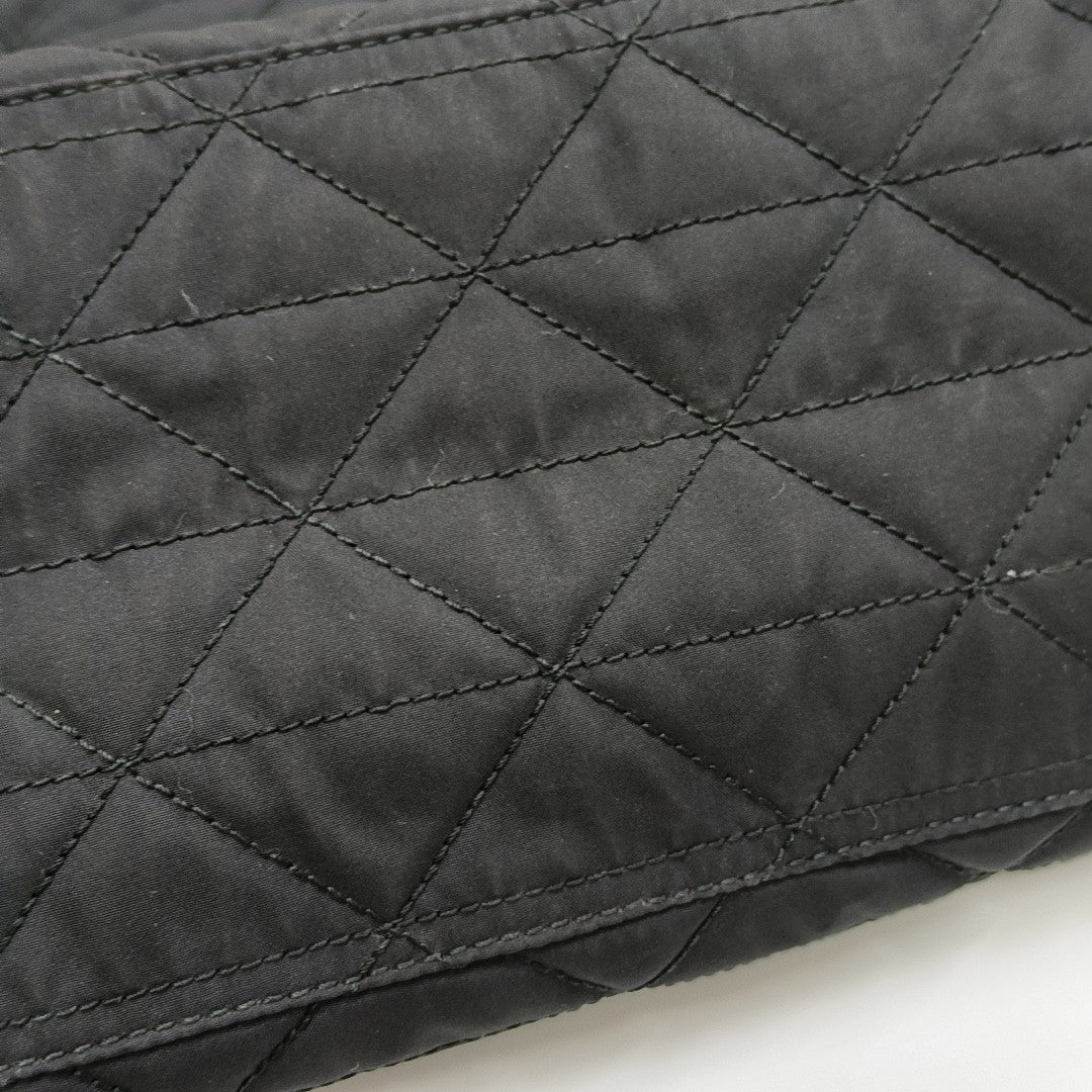 Quilted Nylon Shoulder Bag Black