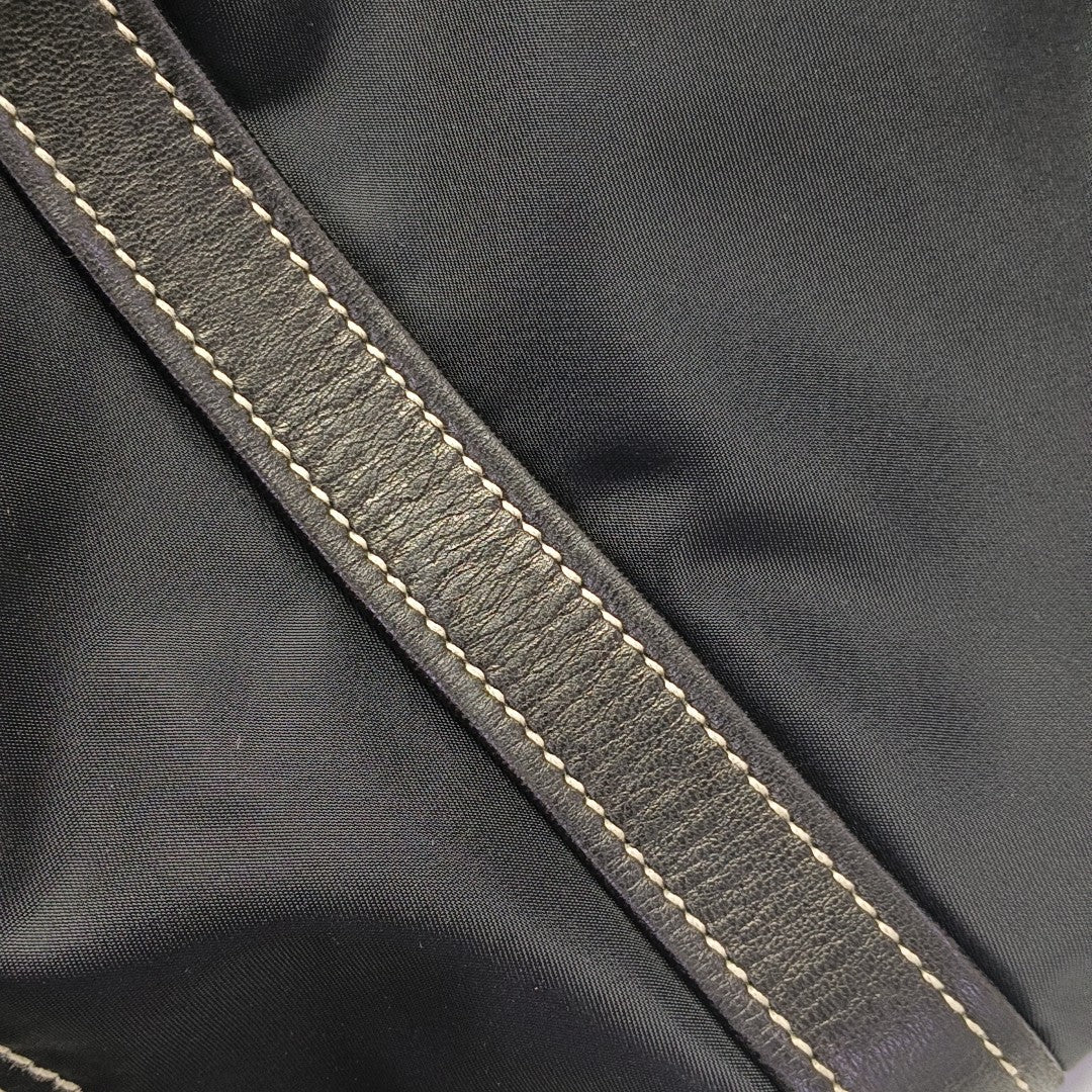 Quilted Nylon Top Handle Bag Black