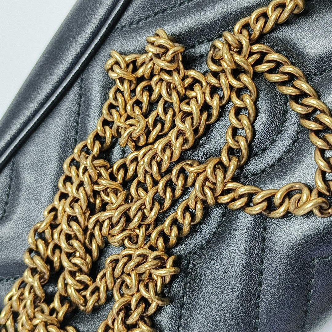 GG Marmont Mini Quilted Calfskin Black