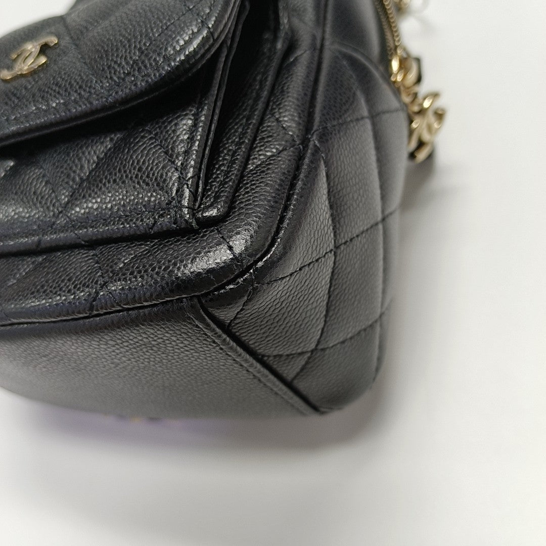 Quilted Grained Calfskin Backpack Mini Black