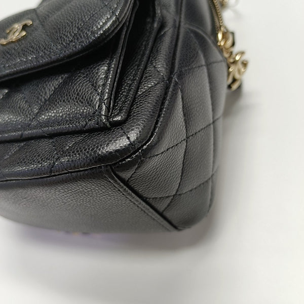 Quilted Grained Calfskin Backpack Mini Black
