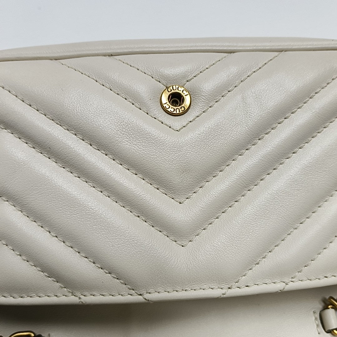 GG Marmont Mini Quilted Calfskin White