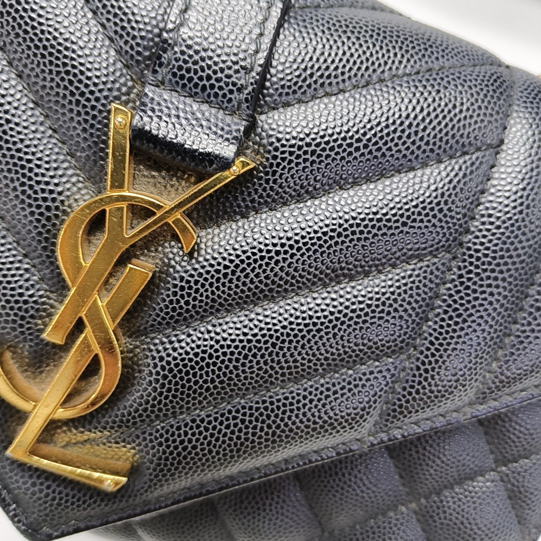 ENVELOPE Small Chevron Calfskin Black