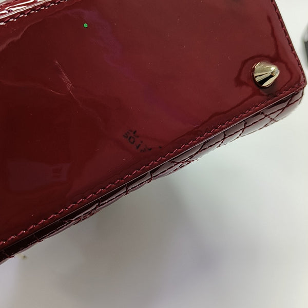 Lady Dior Small Cannage Patent Leather Red
