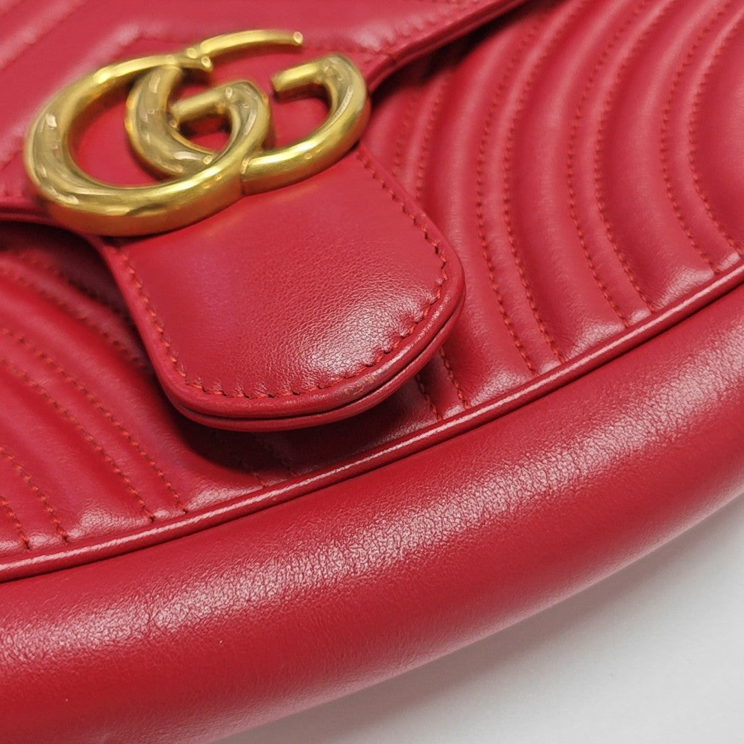 GG Marmont Medium Quilted Calfskin Red