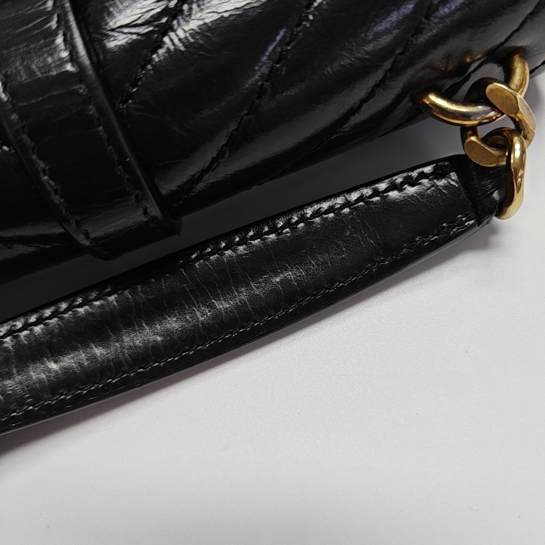 ENVELOPE Small Chevron Calfskin Black
