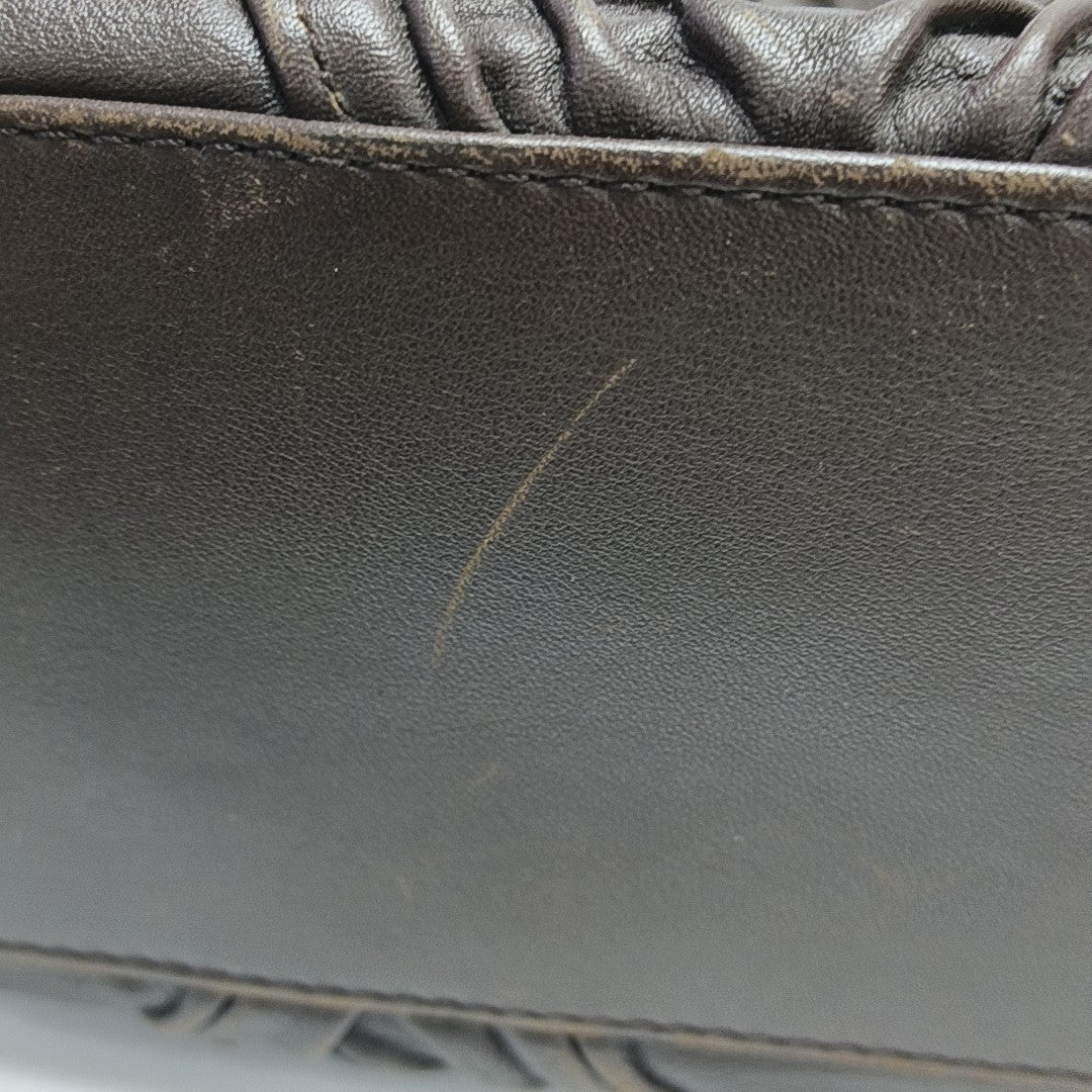 Leather Top Handle Bag Brown