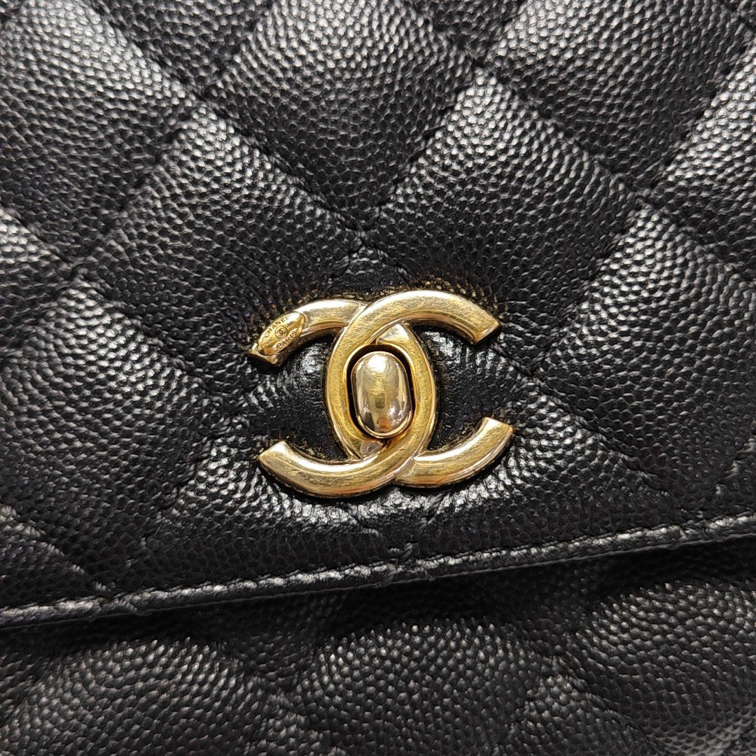 COCO HANDLE Mini Quilted Grained Calfskin Black