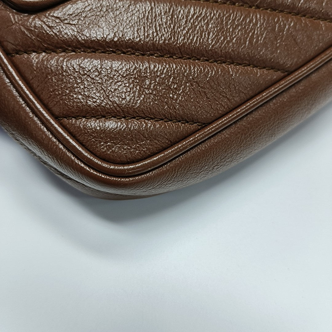 GG Marmont Mini Quilted Calfskin Brown