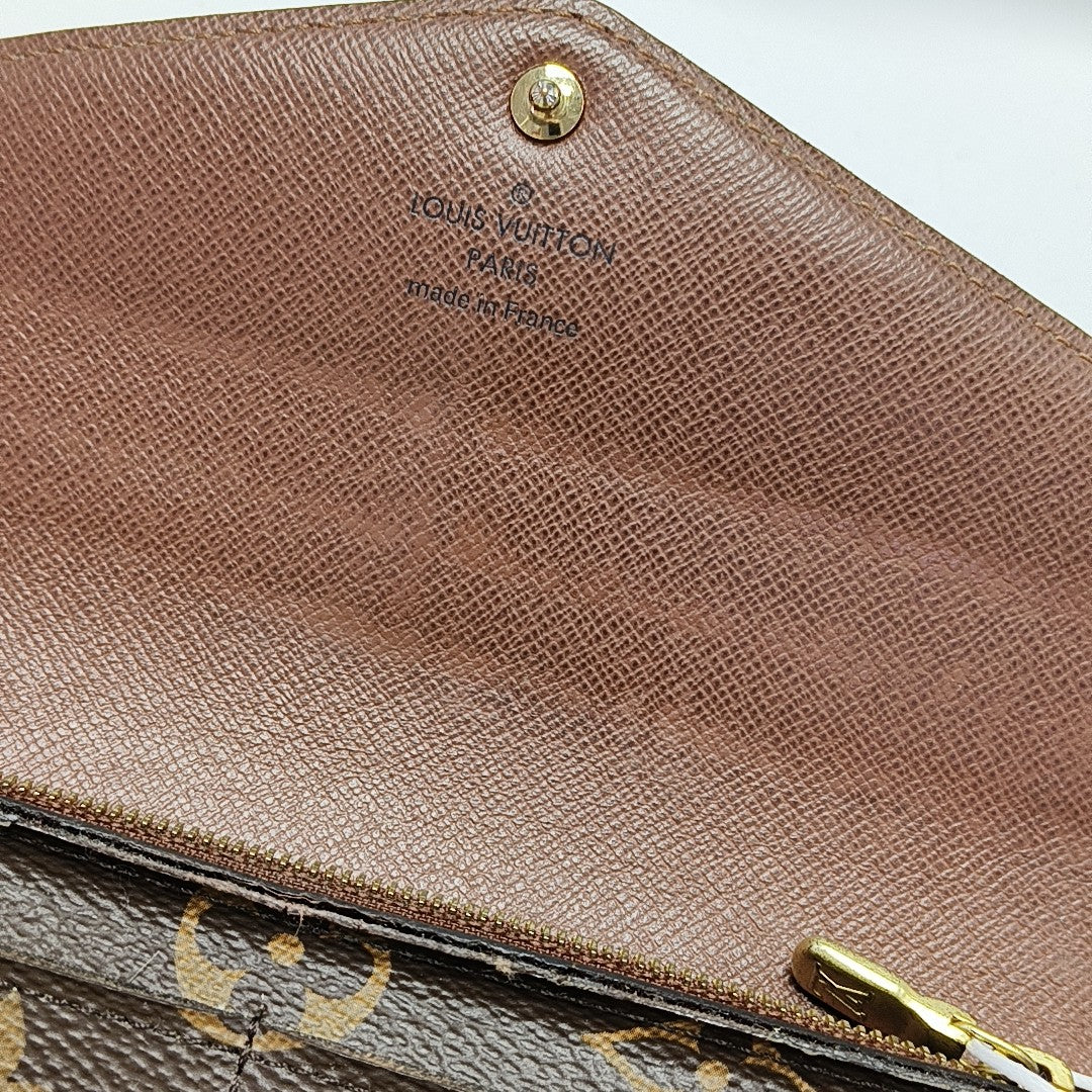 SARAH Monogram Coated Canvas Brown Wallet