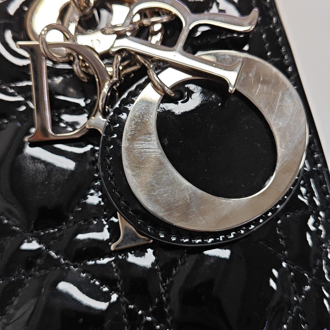 Lady Dior Medium Cannage Patent Leather Black