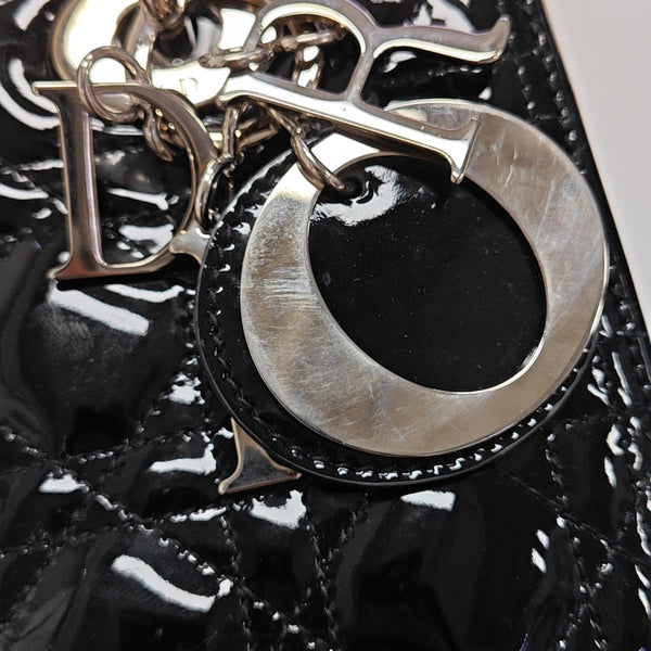 Lady Dior Medium Cannage Patent Leather Black