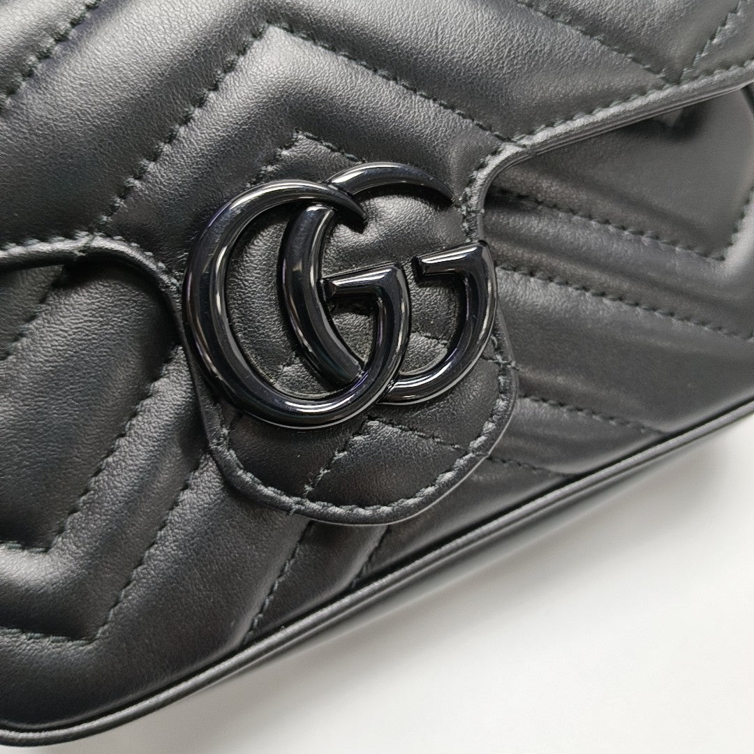 GG Marmont Mini Quilted Calfskin Black