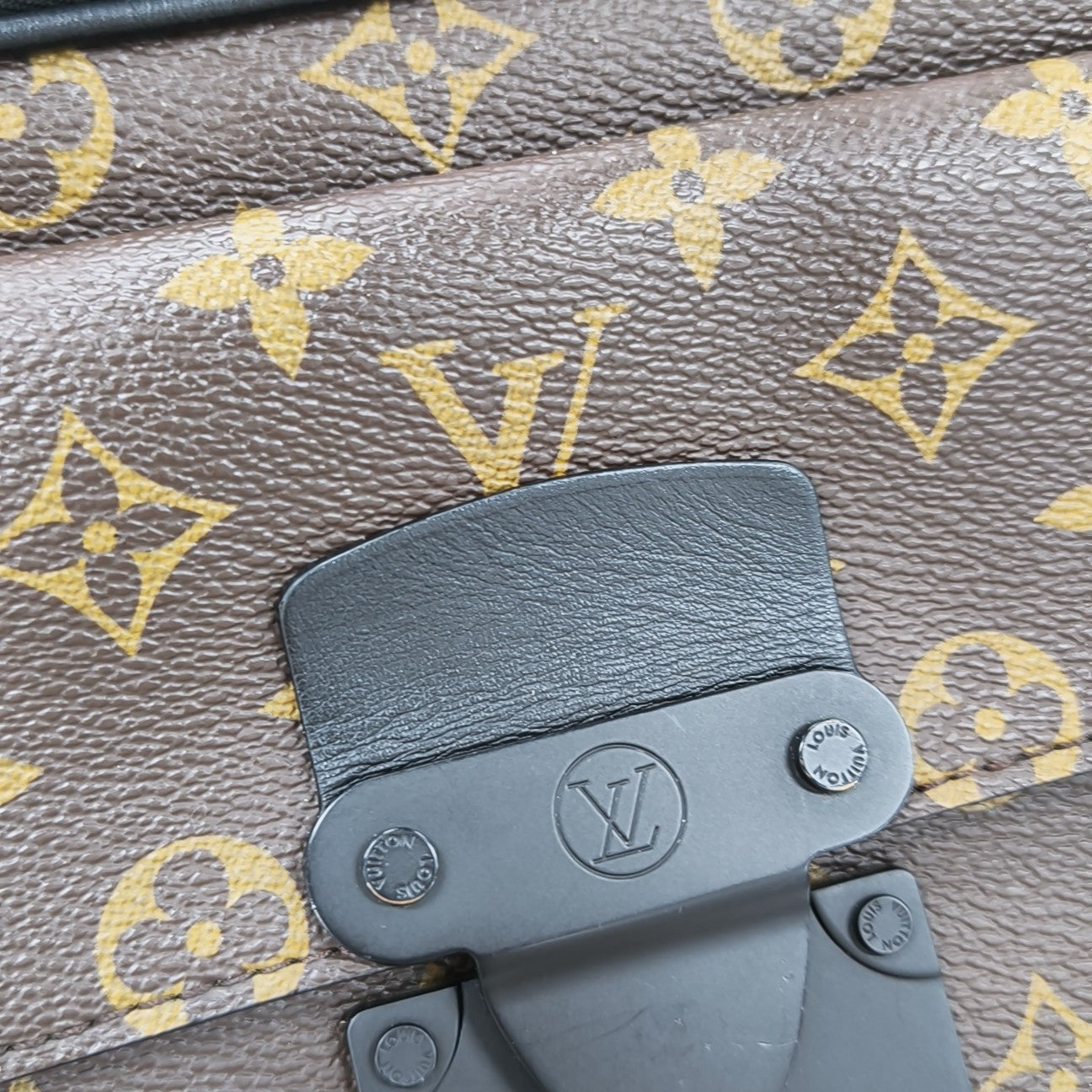 S LOCK Monogram Coated Canvas Brown
