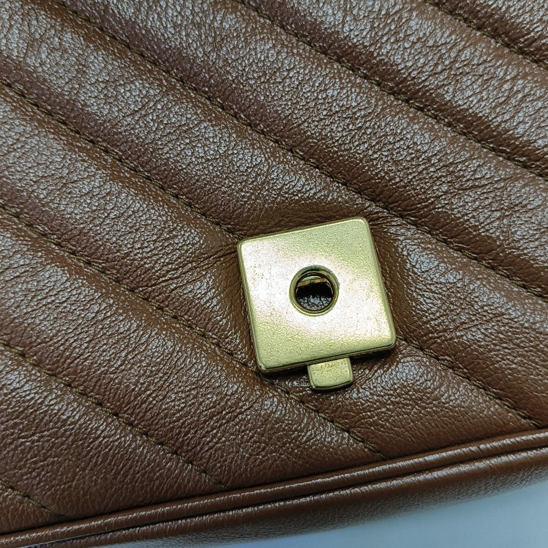 GG Marmont Small Quilted Calfskin Brown