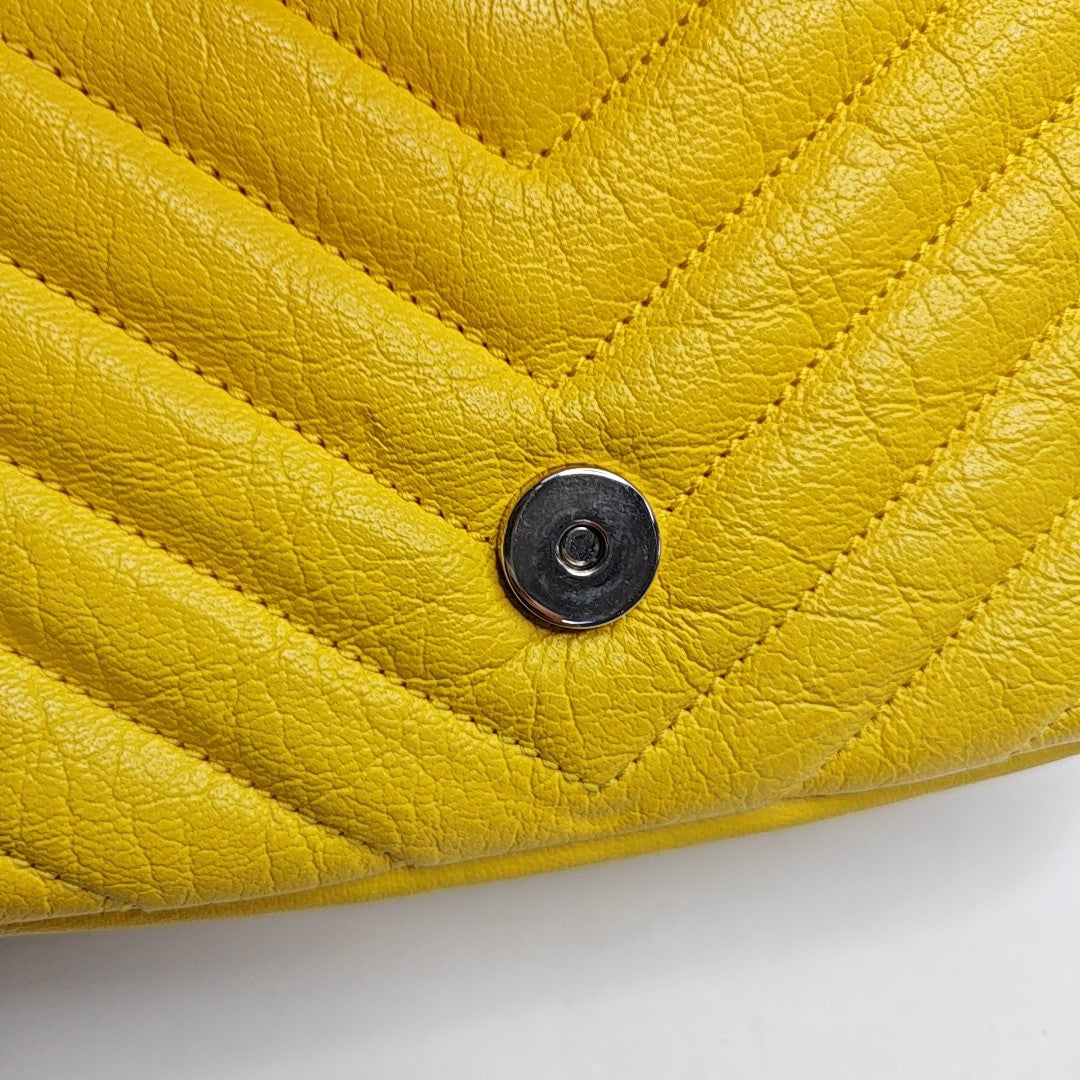 Chevron Calfskin Small Yellow