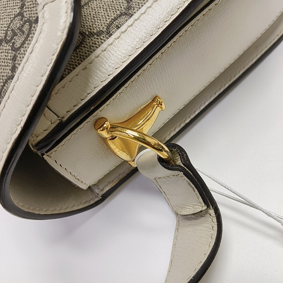 Horsebit 1955 Small Monogram Coated Canvas Beige
